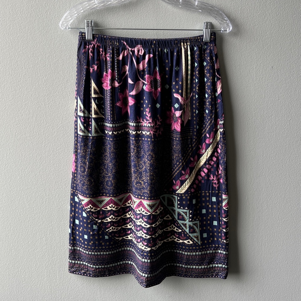Women's Bohemian Floral Geometric Patterned Midi Skirt